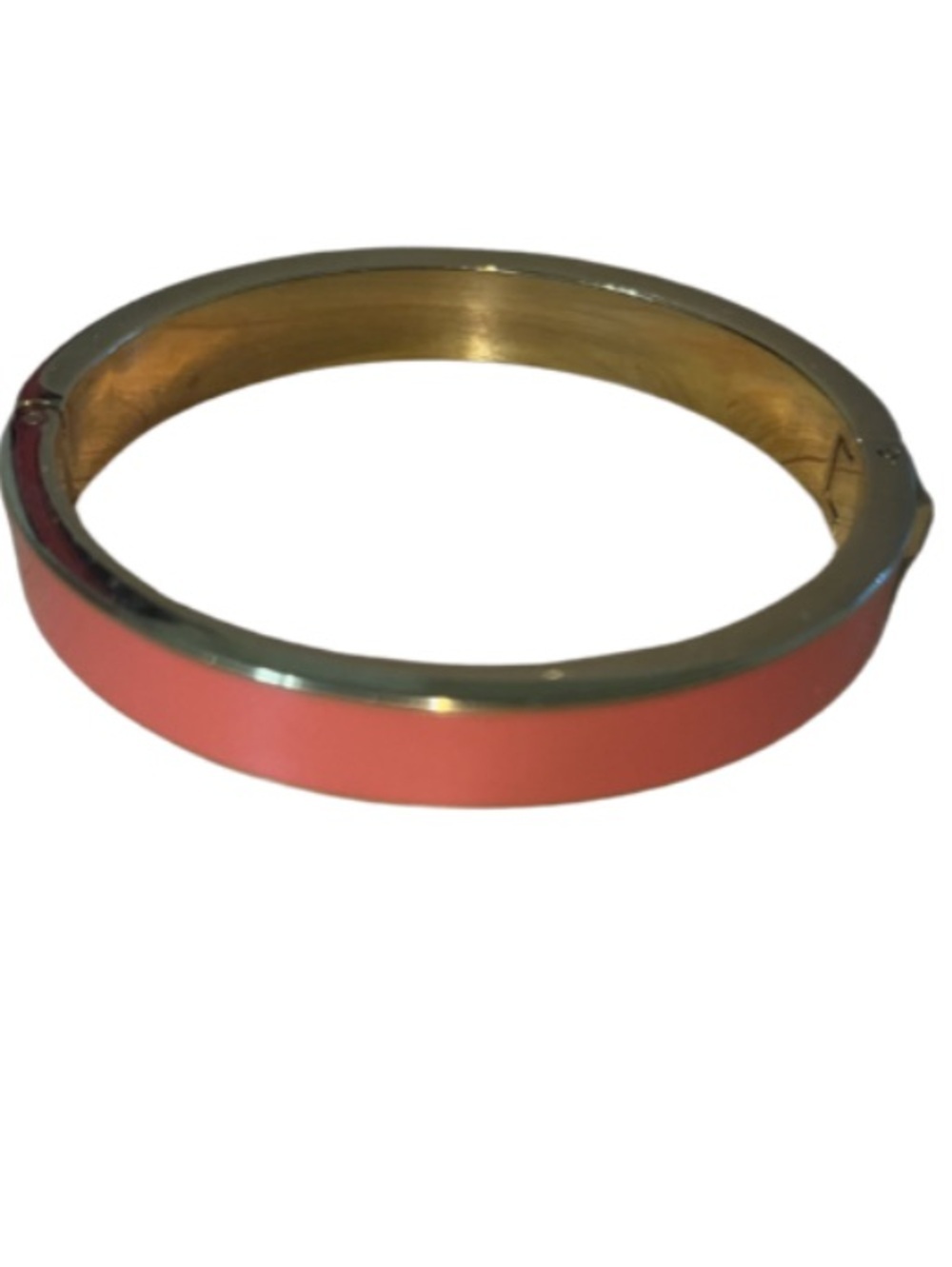 J. Crew Apricot Enamel & Gold-tone Hinged Bangle Bracelet, 6.5”-7” Wrist - Picture 2 of 10